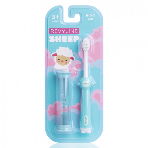 Детская зубная щетка Revyline Sheep 3+ с песочными часами, голубая